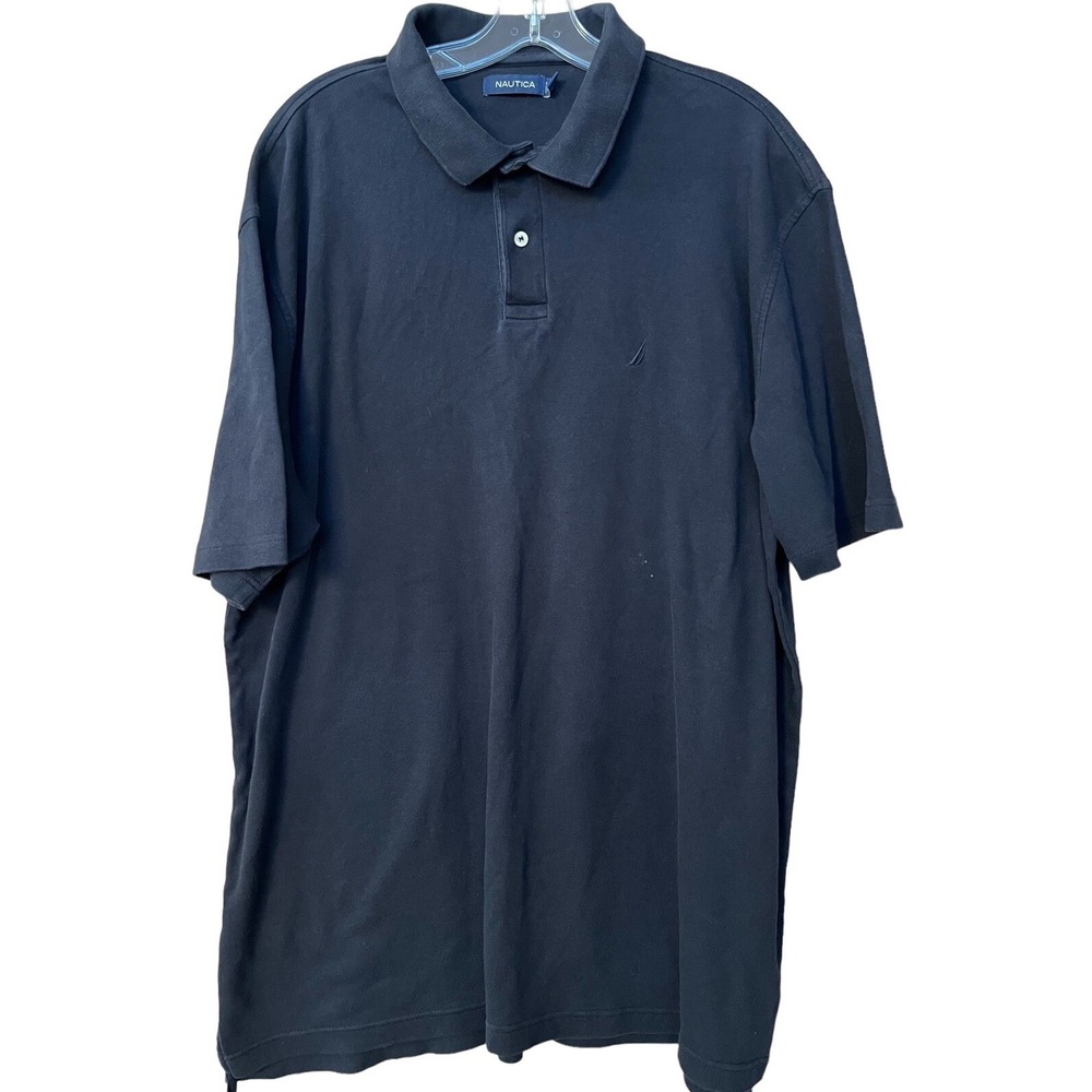Nautica Mens XXL Black Polo Shirt Short Sleeve Golf Country Club Preppy Casual
